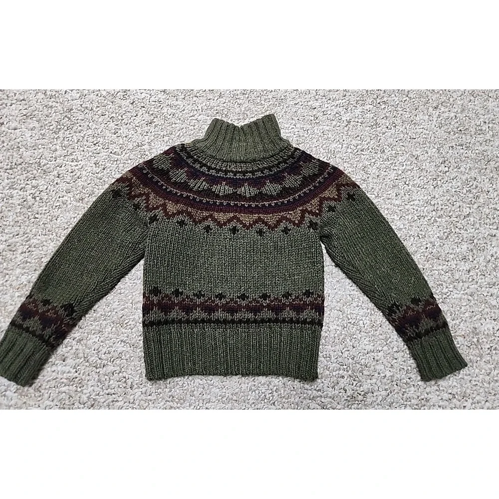 Vintage Toddler Polo Ralph Lauren Lambs Wool Silk Cashmere Sweater Zip Fair Isle
